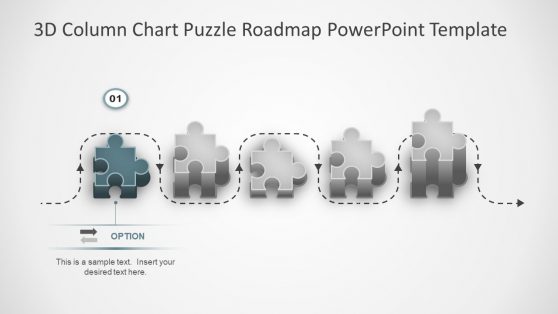 Column Chart 3D Puzzle Shape Timeline