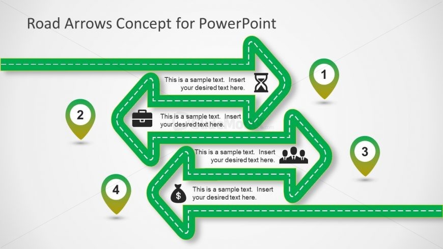 Road Arrows Concept for PowerPoint Slide