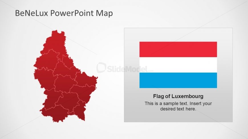 Red Map of Luxembourg PowerPoint Shapes