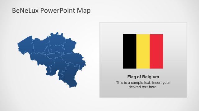Blue Editable Map of Belgium in PowerPoint