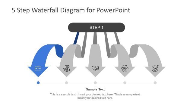 5 Steps Waterfall PowerPoint Diagram