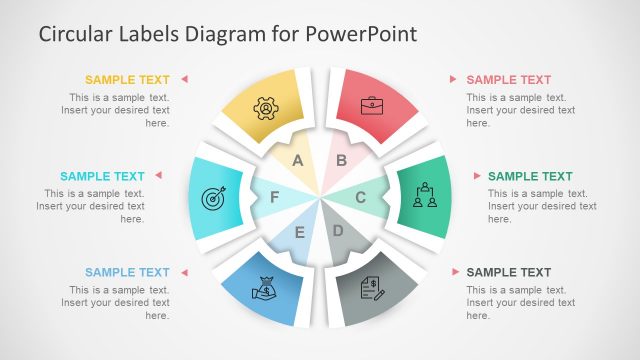 Circular Labels Six Steps PowerPoint Diagram