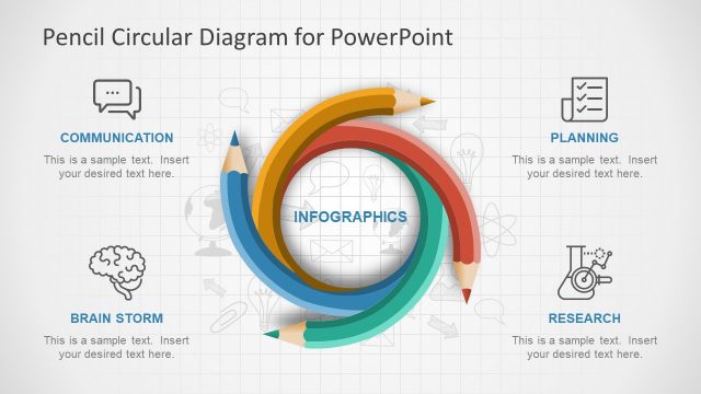 Color Pencils 4 Step Circular Diagram Template