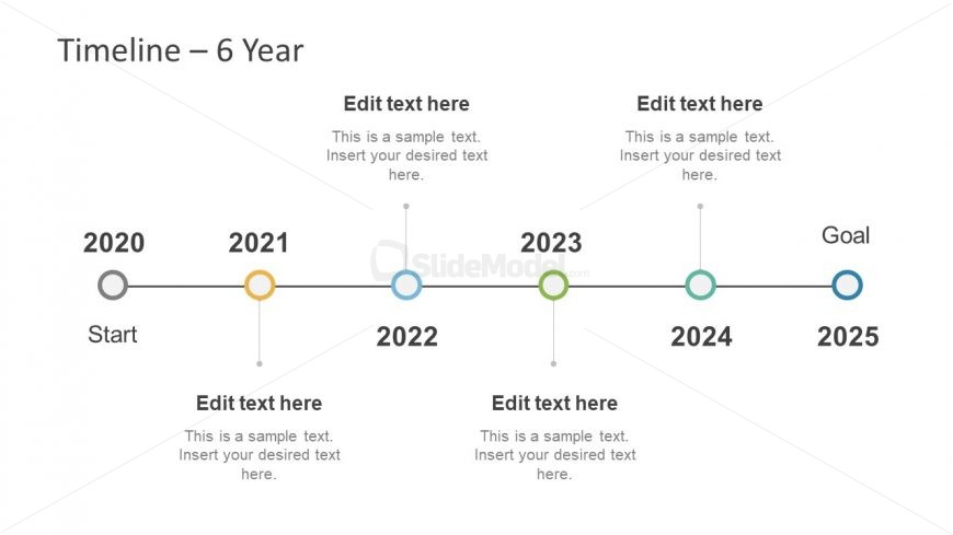 Simple Timeline Slide for Six Year Planning