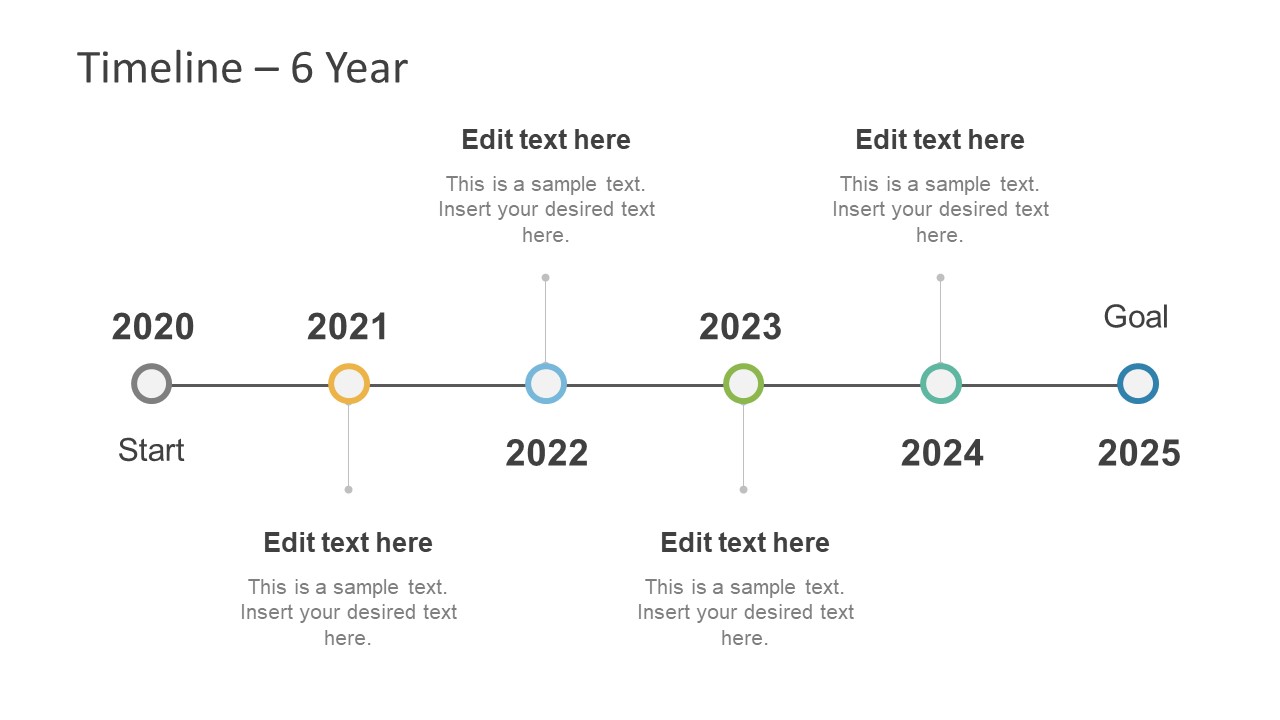 Simple Timeline Slide for Six Year Planning