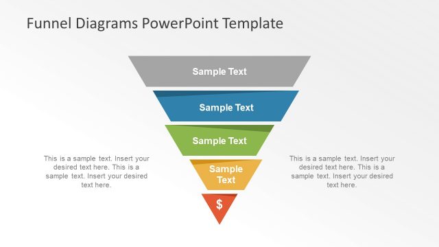 Editable Five Step PowerPoint Funnel
