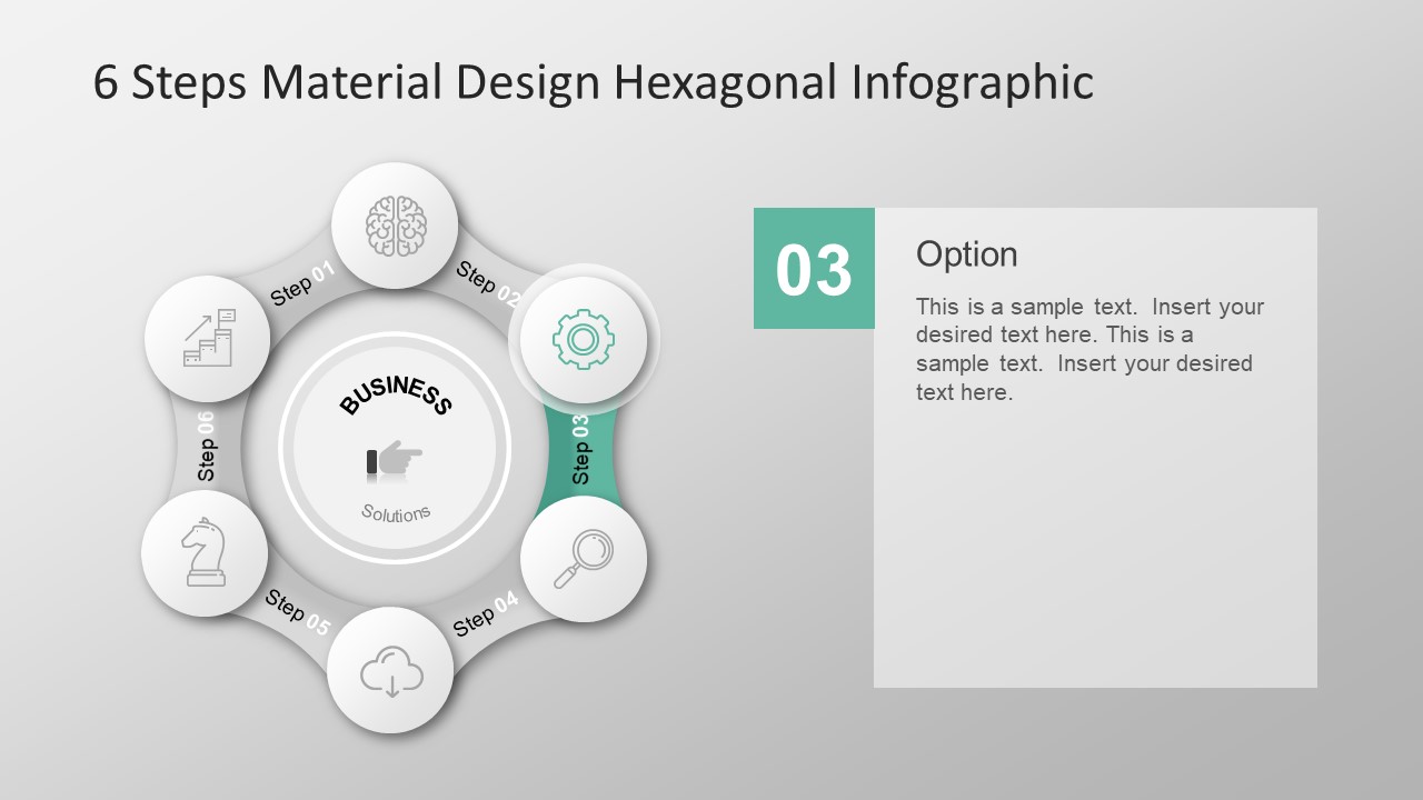 Material Design PowerPoint Template of Hexagonal