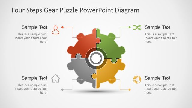 4 Step Gear Puzzle PowerPoint Template