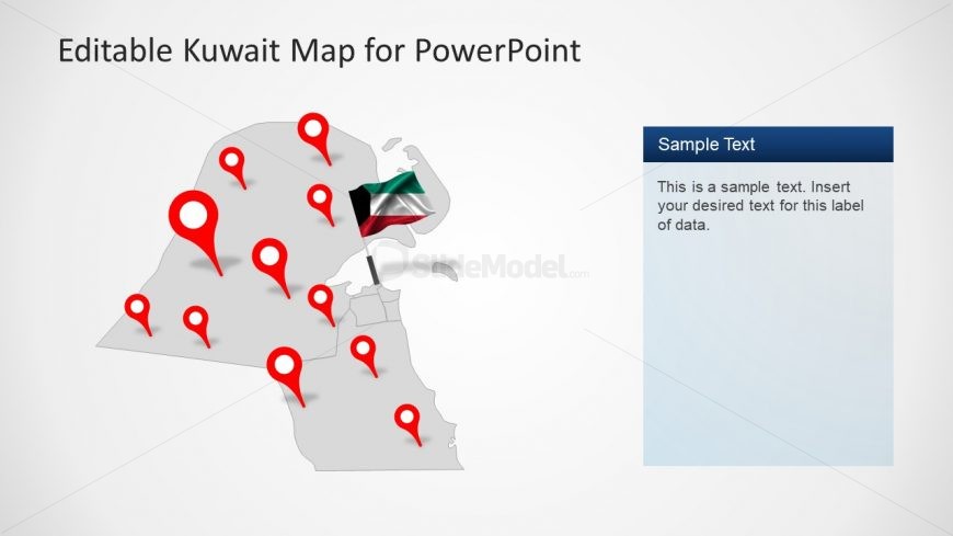 Pin Pointer Gray Map Slide of Kuwait Country