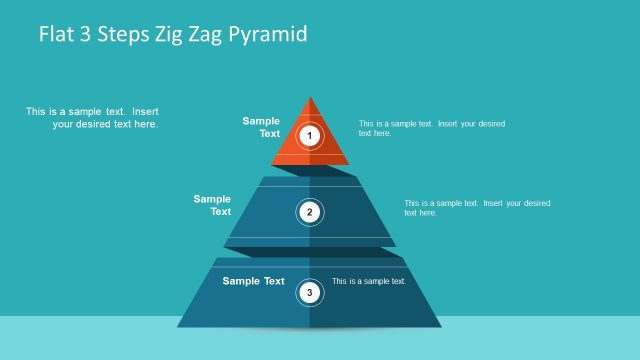 Flat 3 Steps Zig Zag Pyramid PowerPoint Template