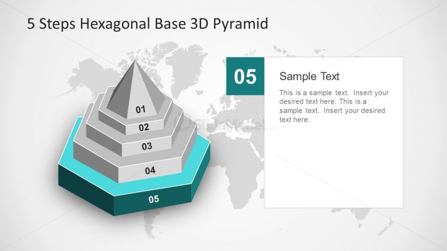 Hexagonal Base Slide for 5 Steps Diagram