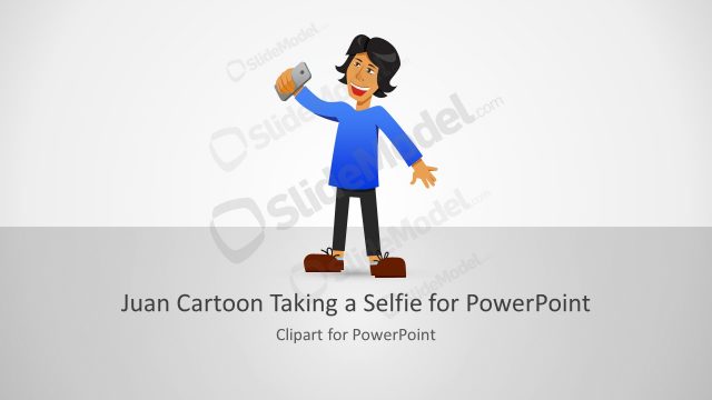 Juan Taking a Selfie Cartoon for PowerPoint