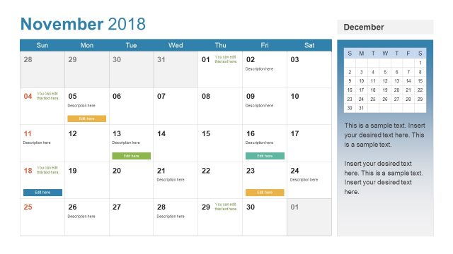 Customizable PowerPoint Calendar for 2018