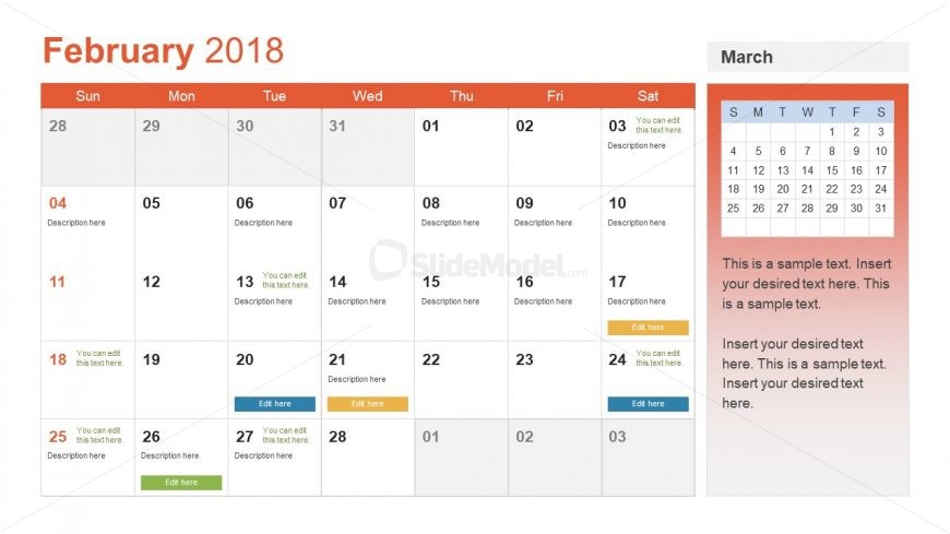 February Calendar Slide of PowerPoint