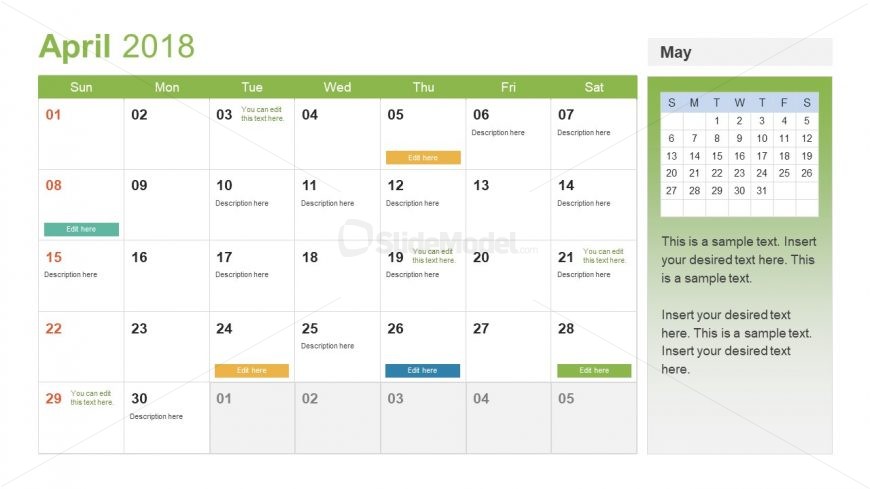 Editable Task Reminder Calendar