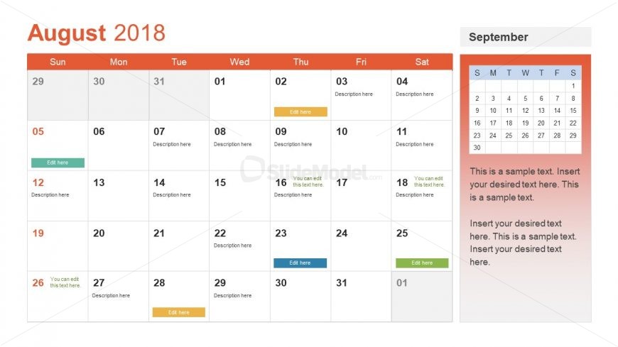 Multi Purpose August Calendar Slide