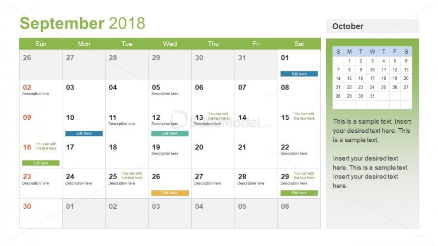 Creative September Calendar PPT