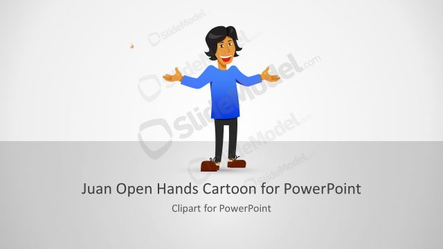 Juan Opening Hands Cartoon for PowerPoint