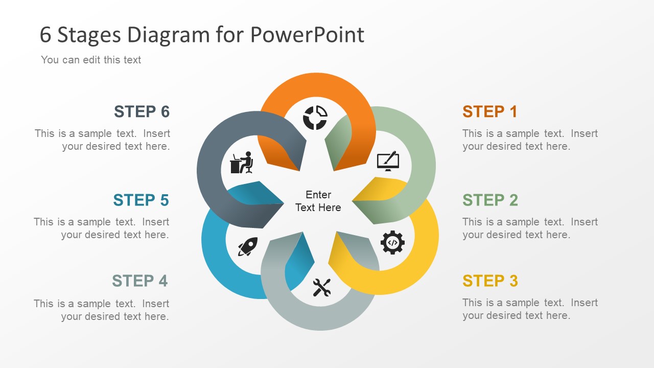 6 Stage Diagram For Powerpoint Slidemodel 4955