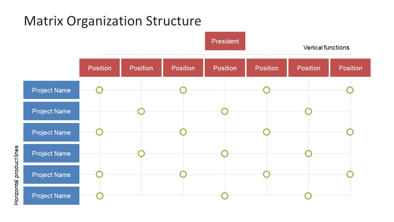 Matrix Organization Structure PowerPoint Template Slides