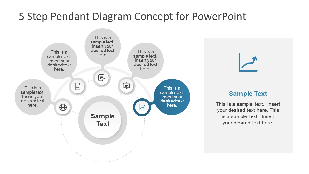 5 Step Pendant Diagram Concept for PowerPoint SlideModel