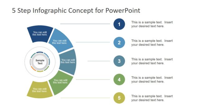Five Steps Circular With Segments PowerPoint Diagram