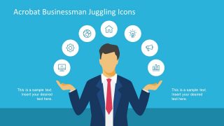 Blue Background Slide of Juggling Businessman