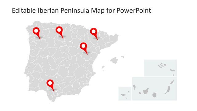 Editable Iberian Peninsula Map for PowerPoint