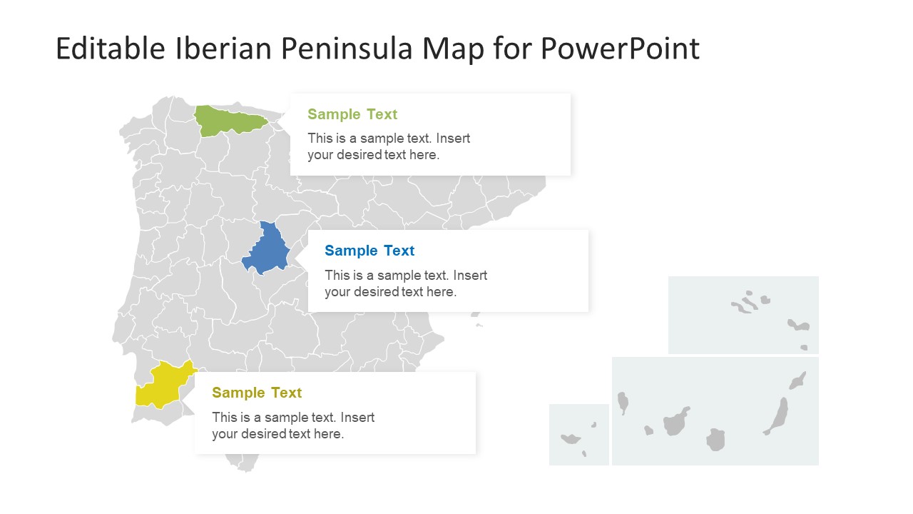 7664 01 Editable Iberian Map For Powerpoint 16x9 2 