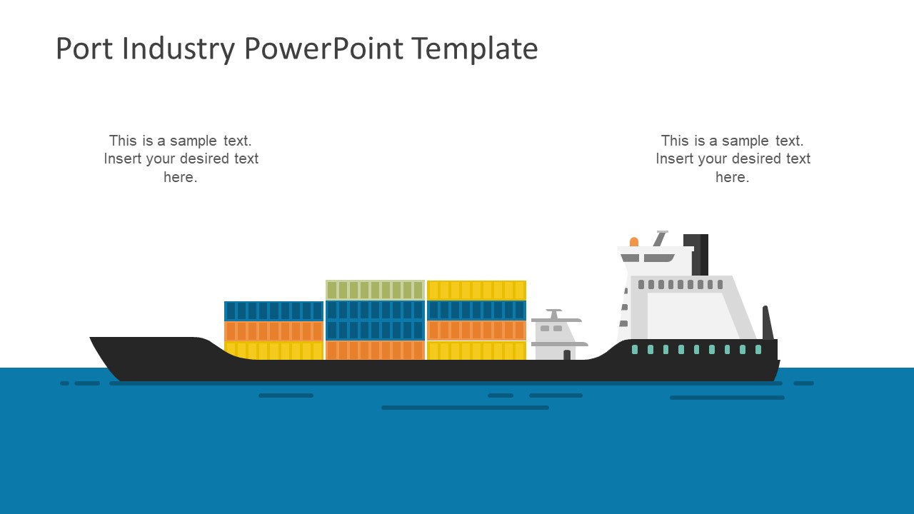 Powerpoint Template And Background With Freighter On The Hudson