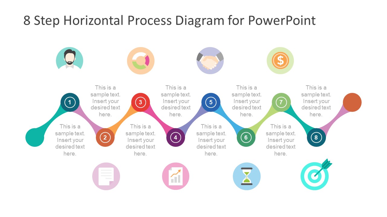 8 Step Horizontal Process Diagram Design For Powerpoint Slidemodel 3369