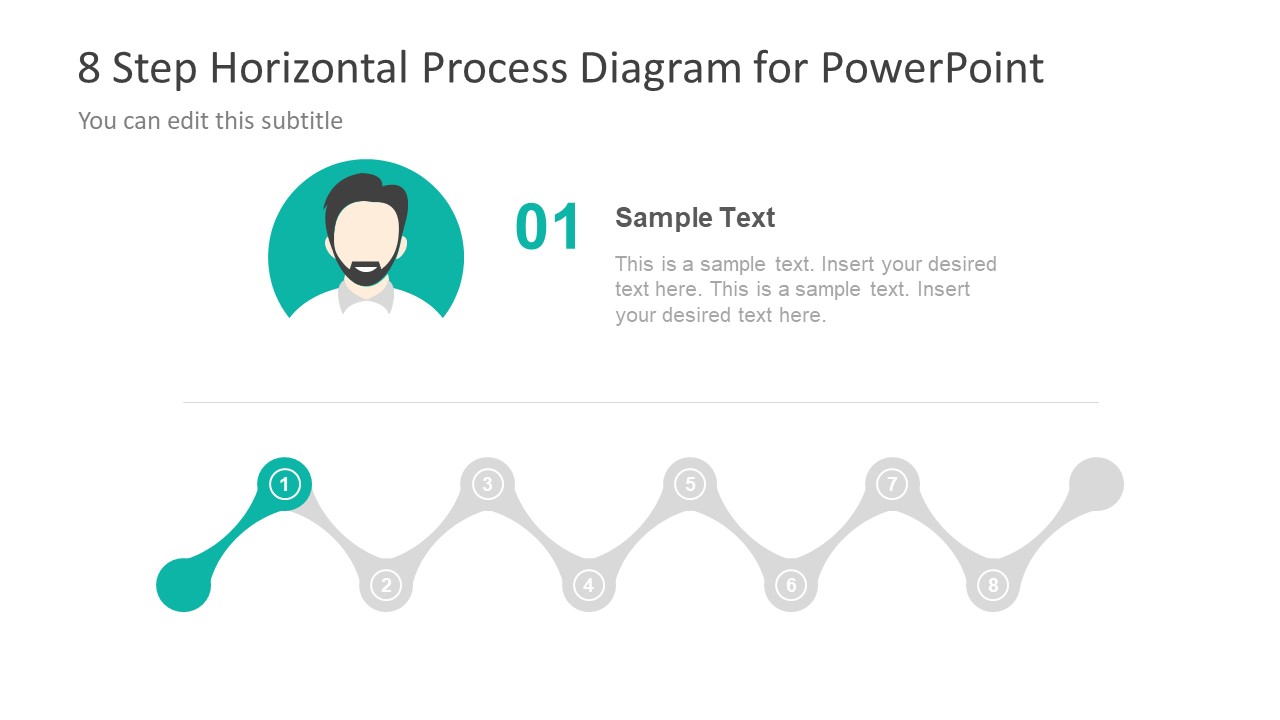 8 Step Horizontal Process Diagram Design For Powerpoint Slidemodel 5581