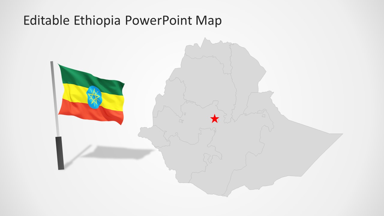 Flag PowerPoint Slide of Ethiopia Map