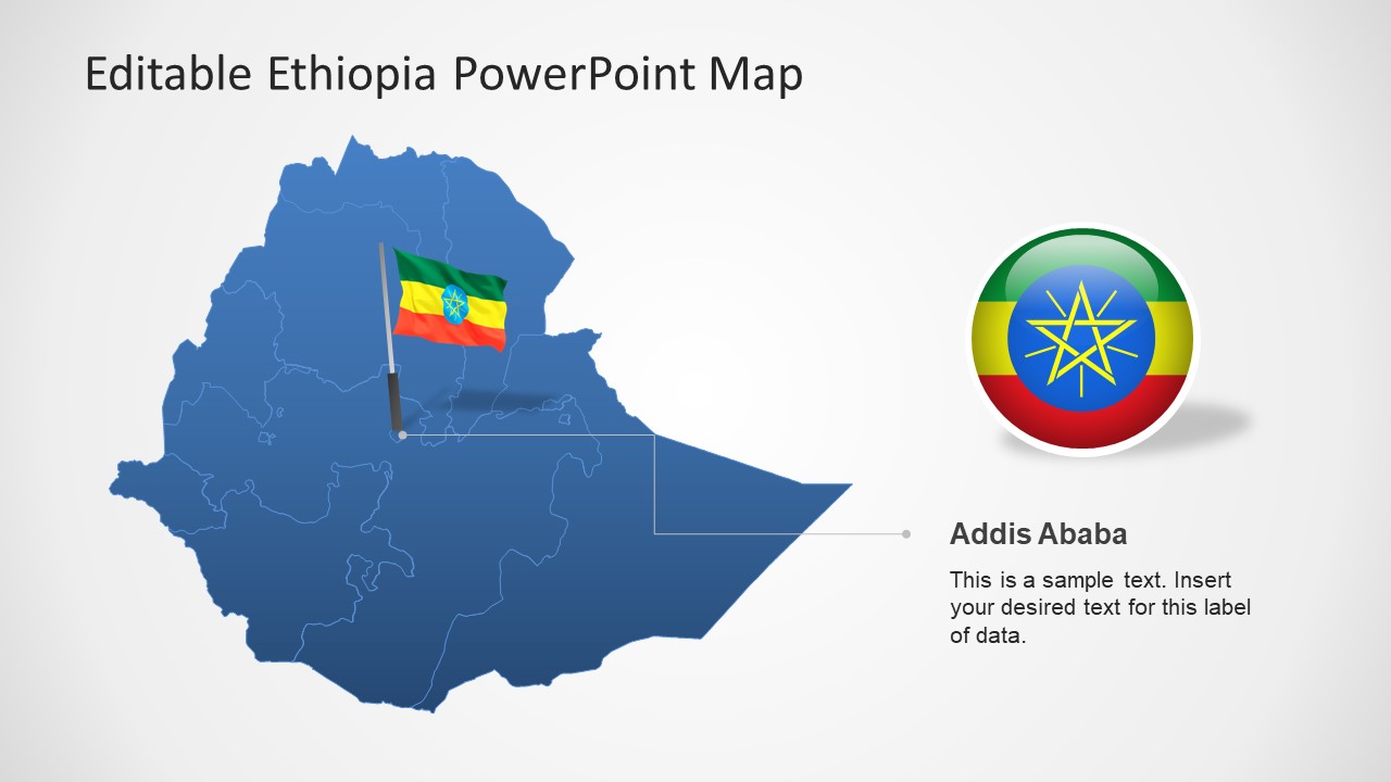Flag Location Pin in Ethiopia Map