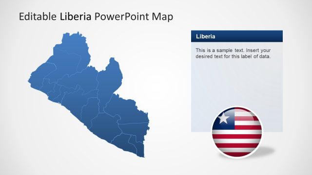 Blue Map of Liberia in PowerPoint