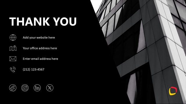 Thank You Slide – Black & White Company Profile Template