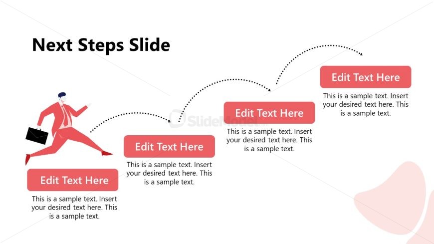 PPT Creative Next Steps Slide with Four Steps