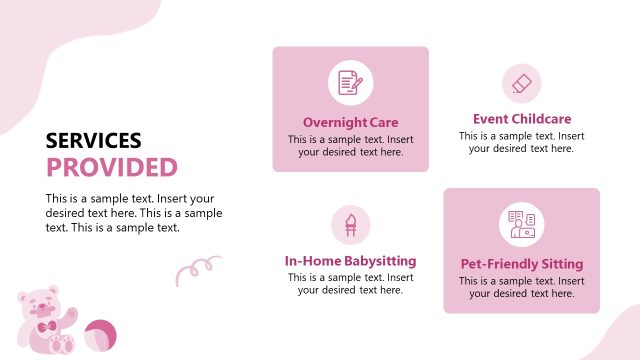 Services Provided – Babysitting Services Overview Template Slide