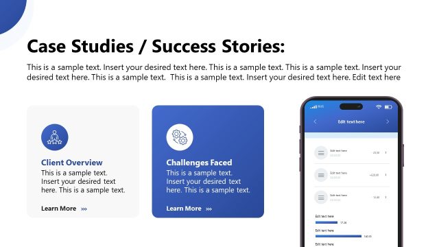 Case Studies / Success Stories PowerPoint Slide
