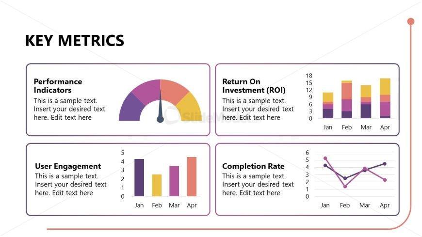 Key Metrics Presentation Slide with Charts & Graphs