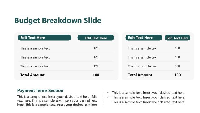 Budget Breakdown Slide for Landscape Project Template