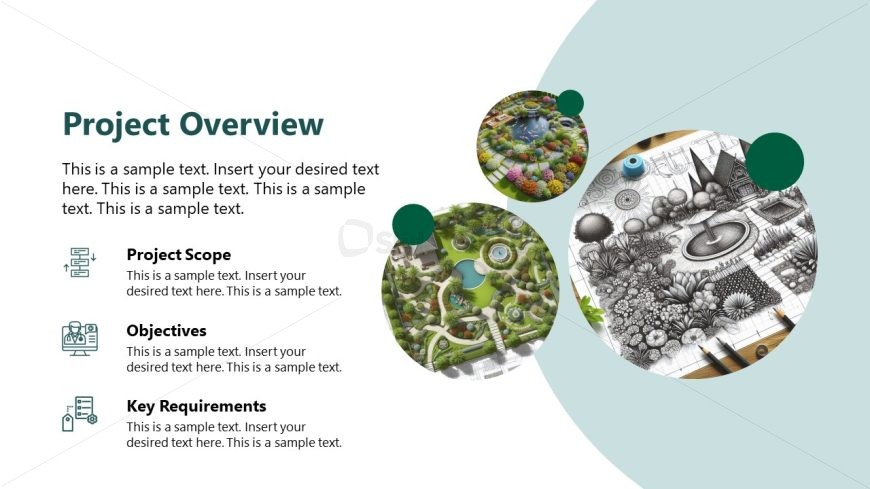 Project Overview Slide with Three Images in Circular Shape