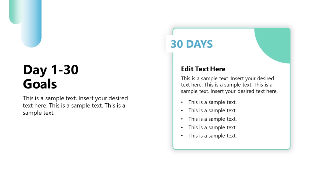 Day 1-30 Goals PPT Slide with Chart
