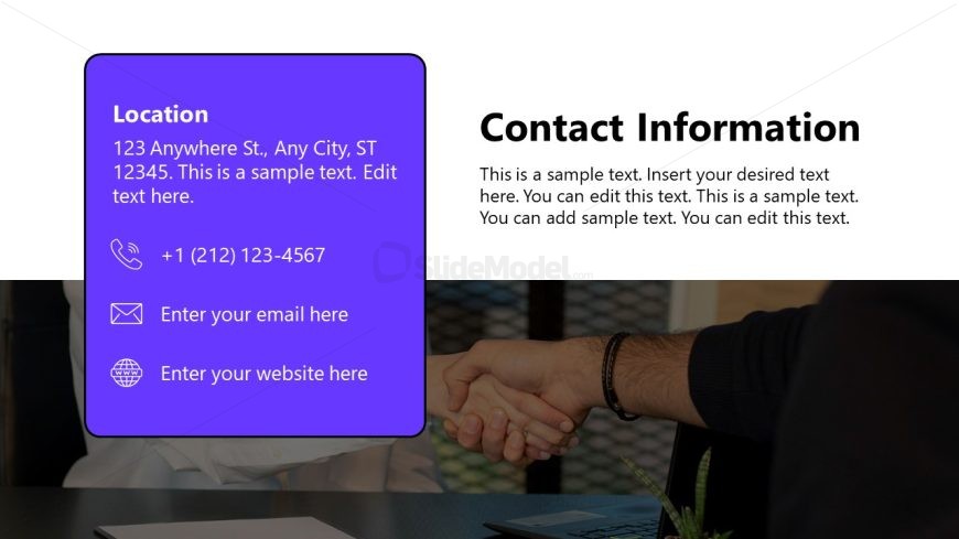 CTA Slide with Contact Information Text Box