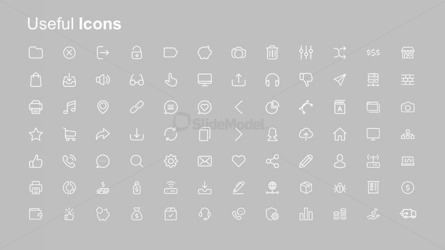 White 96 Icons with Gray Background
