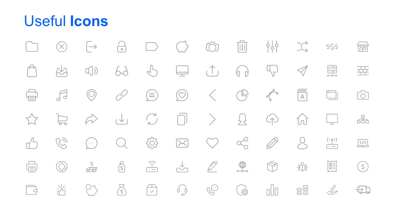 96 Gray Icons with White Background