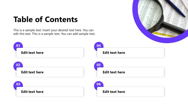Table of Contents Slide for PowerPoint – Nonprofit Annual Report Presentation