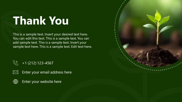 Green Theme Thank You Slide for PPT