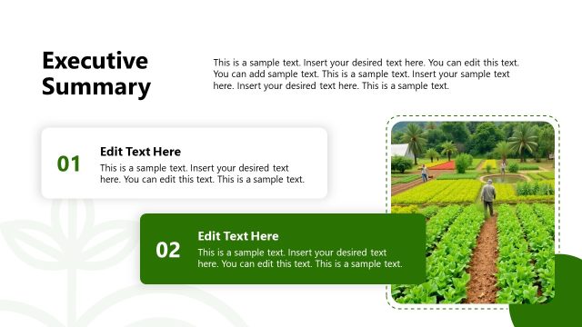 Executive Summary Slide for Agriculture Business Presentation