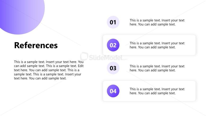 Editable References PowerPoint Template Slide